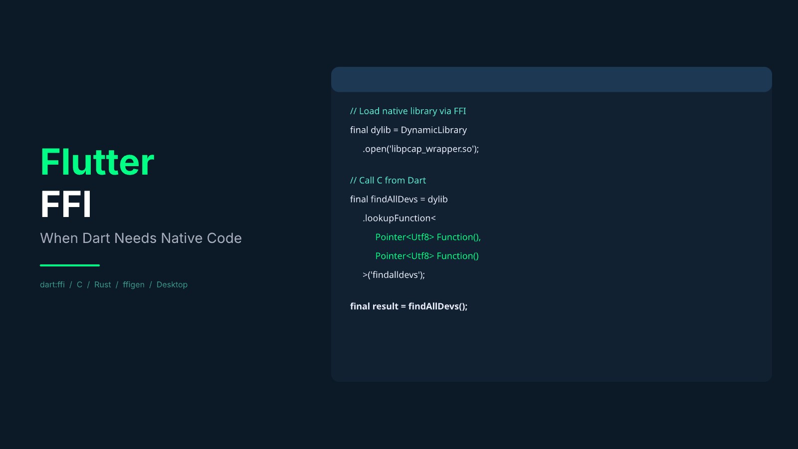 Flutter FFI: When Dart Needs Native Code
