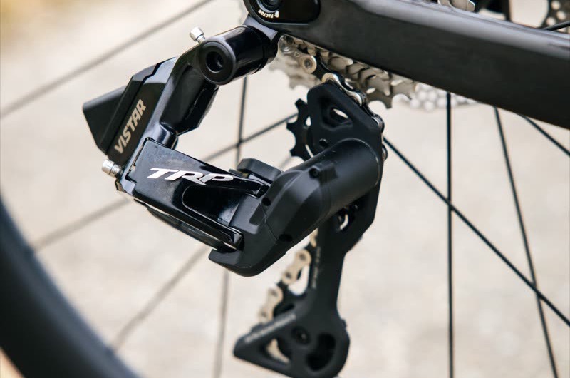 TRP Vistar rear derailleur with wireless CMD protocol, mounted on a road bike